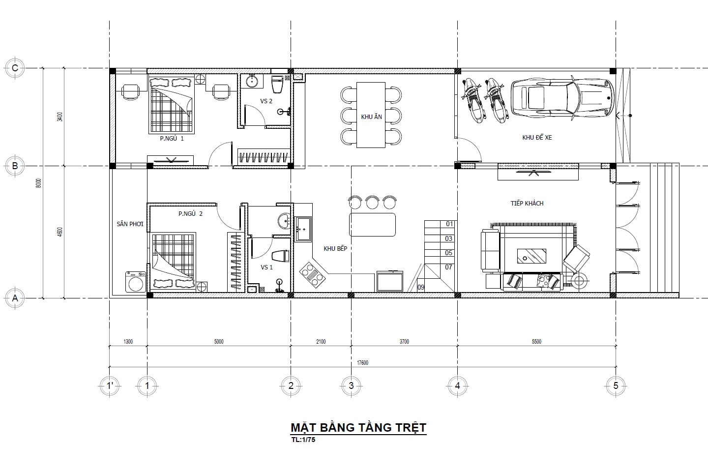 Nhà phố 2 tầng mẫu 3 - Sika Nam Cường