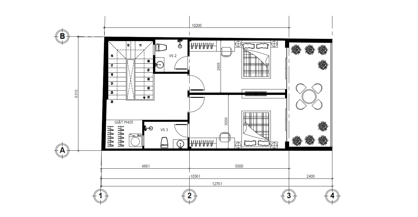 Nhà phố 2 tầng hiện đại mẫu 2 - Sika Nam Cường